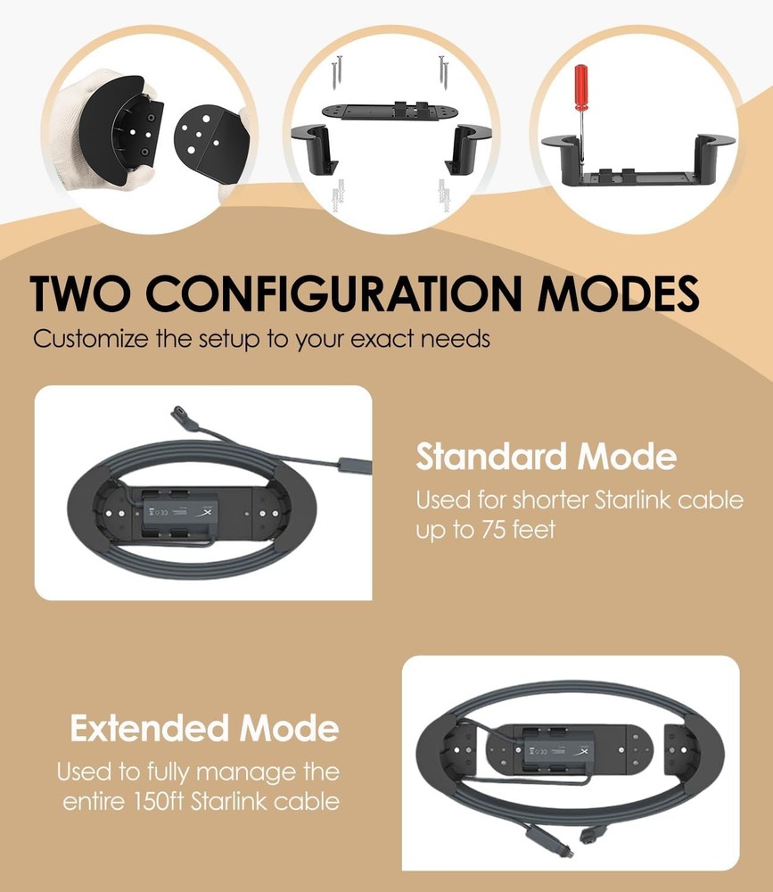 For StarLink Ethernet Cable Caddy Holder Mounting Kit Cable Management Bracket