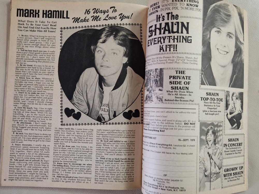 16 Magazine September 1978 ACE, MANILOW, ROLLERS, BEE GEES, KISS, CASSIDY