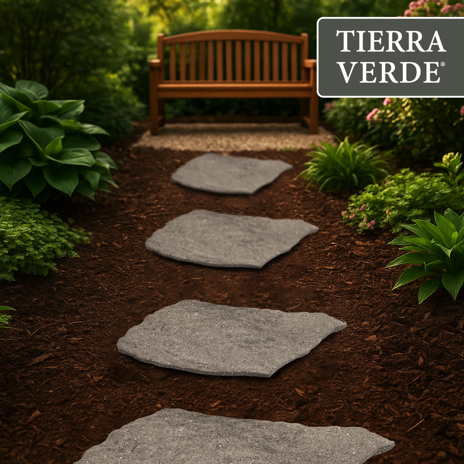 Garden Central 4 Pack 18"x22" Natural Rock Stepping Stones for Walkways, Grey