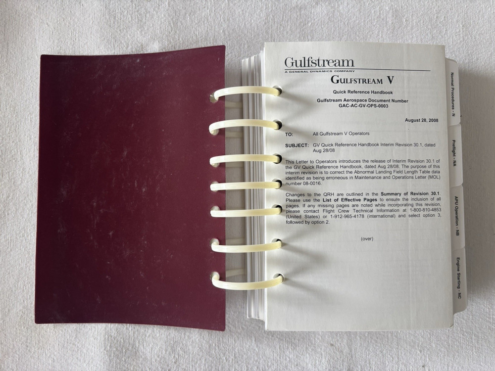 Gulfstream V Quick Reference Handbook GAC-AC-GV-OPS-0003