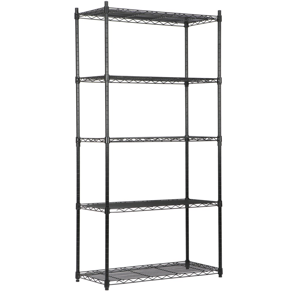 Wire Unit Rack 5 Tier Large Space Storage Shelves for Kitchen Office Black