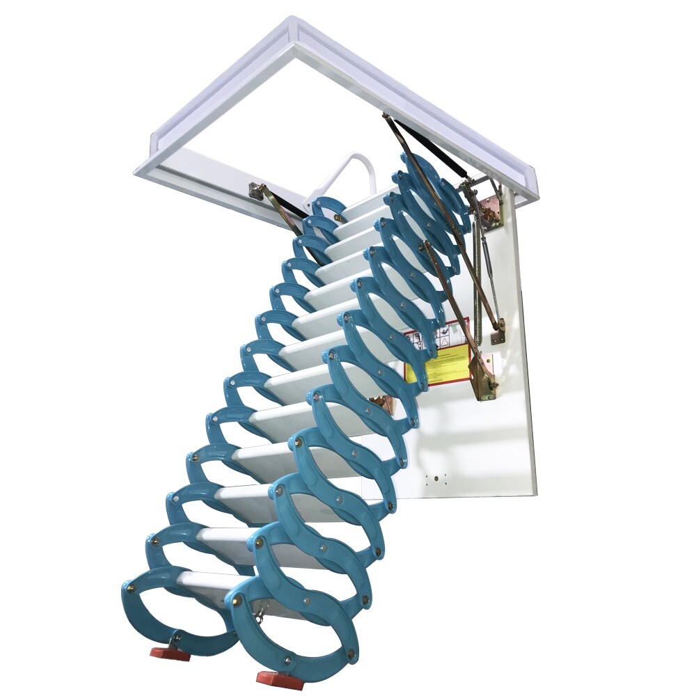 13 Steps Blue Attic Pull Down Ceiling Ladder Stairs 10.5ft Loft Ladder Folding