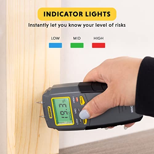 MMD4E Water Leak Detector, Moisture Tester, Pin Type, Digital Moisture Meter