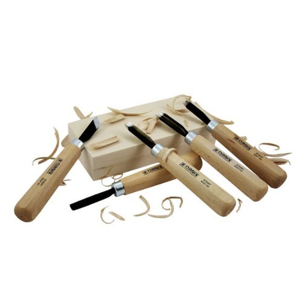 Narex 5 Piece Set Starter Carving Chisels 3 Gouges, V Tool and Double Bevel S...