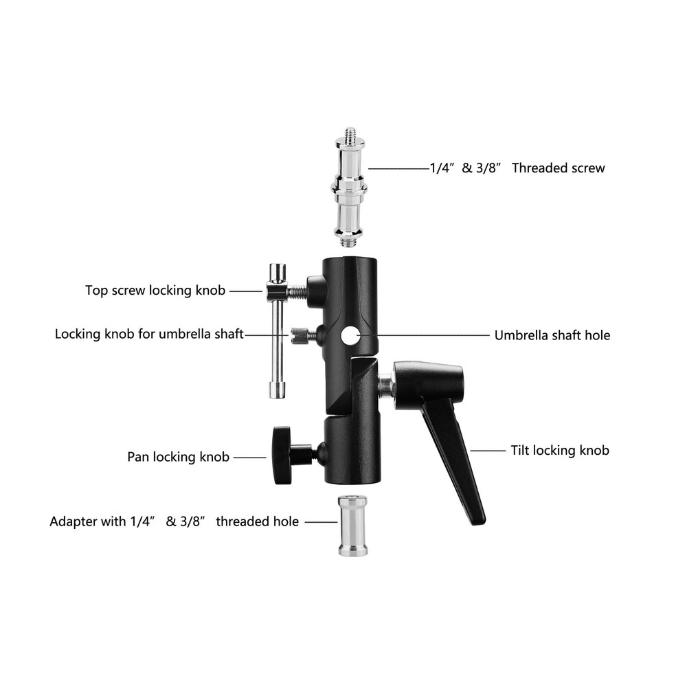 Camera Flash Bracket with Cold Shoe Mount, Solid Metal Material, Adjustable S...