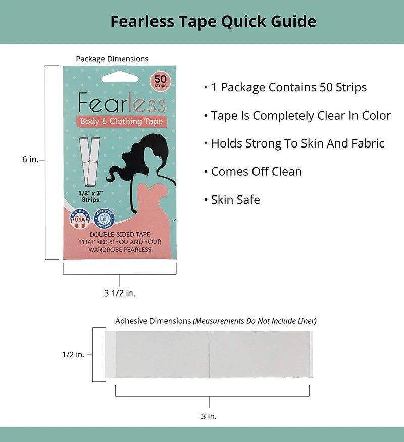 Fearless Body and Clothing Tape Double-Sided Tape for Fashion 50 Strips