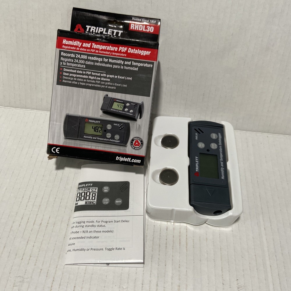 Triplett RHDL30 Temperature / Humidity PDF Data Logger - Record 24000 Reading...