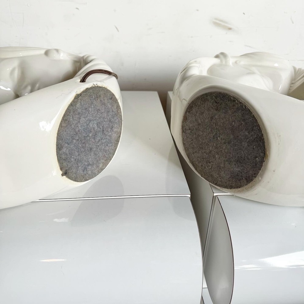 Postmodern White Gloss Ceramic Him/Her Face Table Lamps