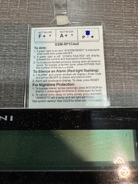 GEMINI / NAPCO Keypad Model GEM-RP1CAe2