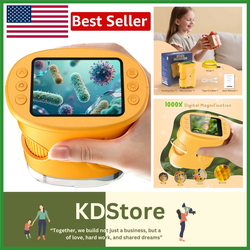Handheld 1000X Digital Microscope - Perfect Birthday Gift for Young Explorers