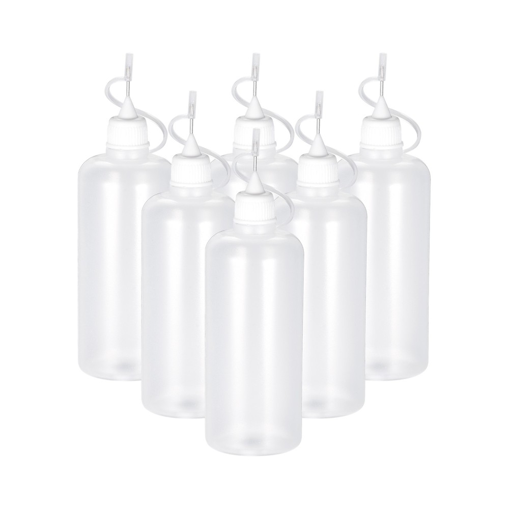 6Pcs Needle Tip Bottles,Squeeze Bottle w Storage Caps(50ml,White)