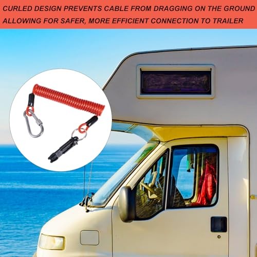 Spring Breakaway Coiled Cable Strap, Trailer Brake Away Cable Emergency Brake