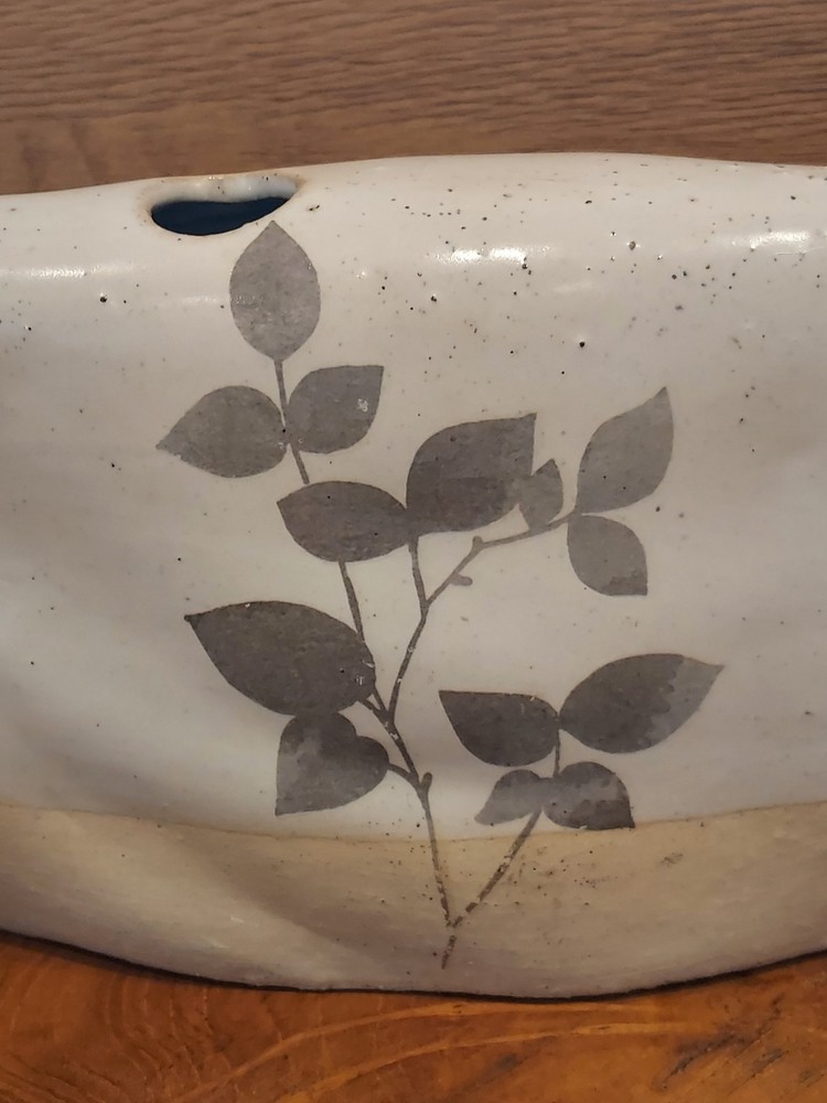 Handmade Modern Ceramic Bud Vase Minimalist Leaf Design Studio Pottery