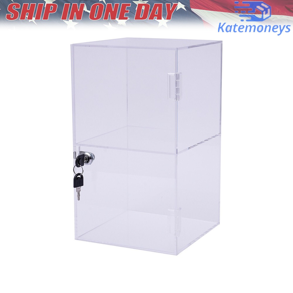2-layers Countertop Display Case 20*20*35cm Locking Security Showcase Cabinet US
