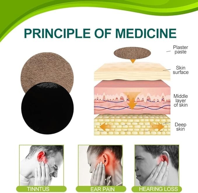 Tinnitus Ear Patch, Natural Formula Ear Patches for Ringing Ears, 12 Patch