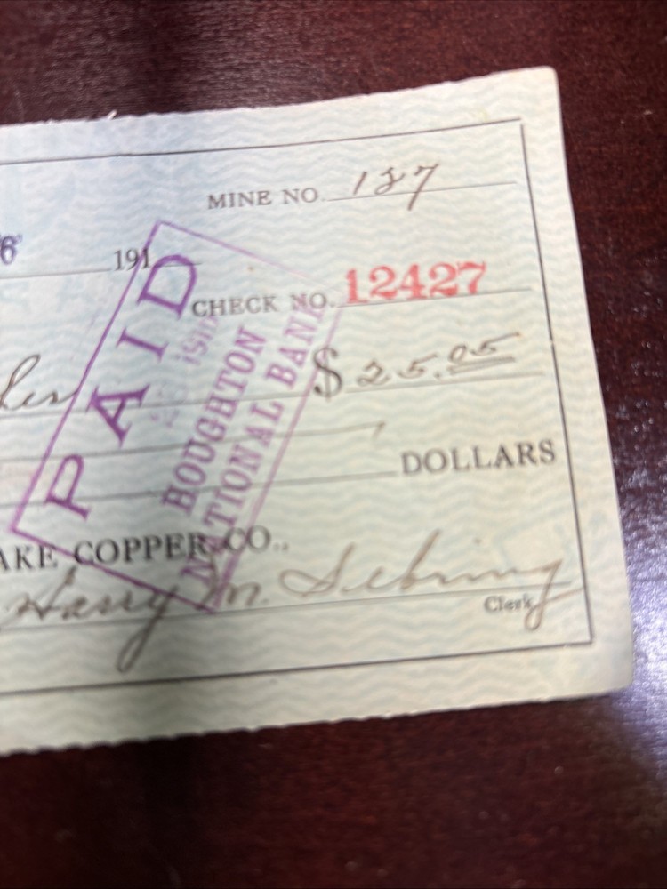 Lake Copper Mine Draft Ontonagon 1916