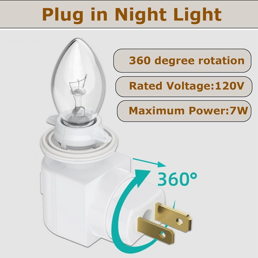 Plug in Night Light, Adjustable E12 Base Socket with On/Off Switch for Making...