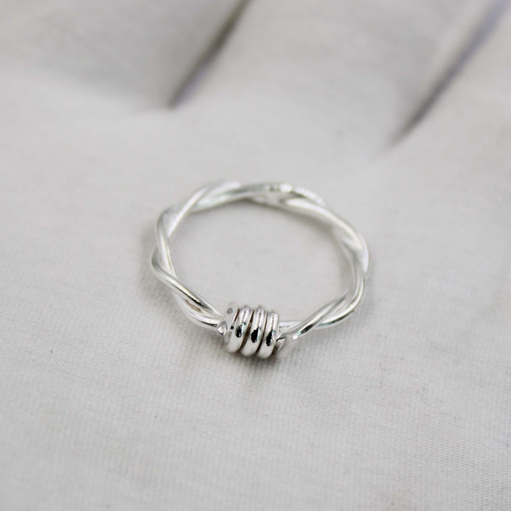 Handmade 925 Sterling Silver Twisted Wire Ring Minimalist Stackable Band Gift