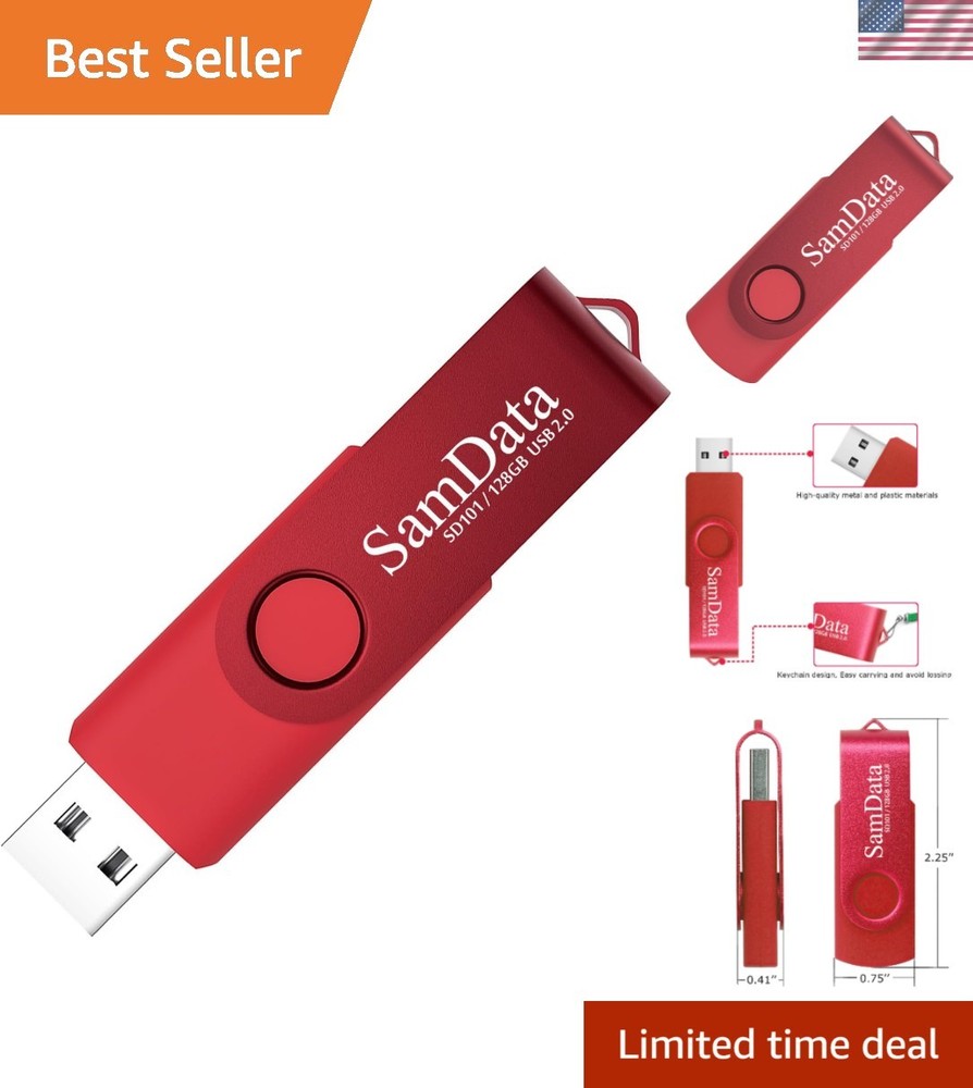 Shockproof 1 Pack 128GB USB Flash Drive - Perfect for Data Storage & Backup