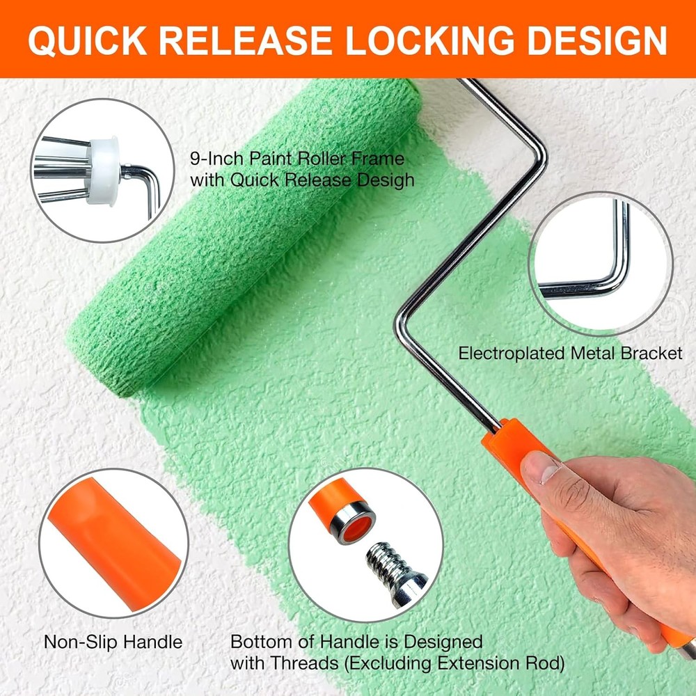 King Origin Paint Roller Kit with Extension Pole (3 ft), 9" & 4" Paint Rollers,