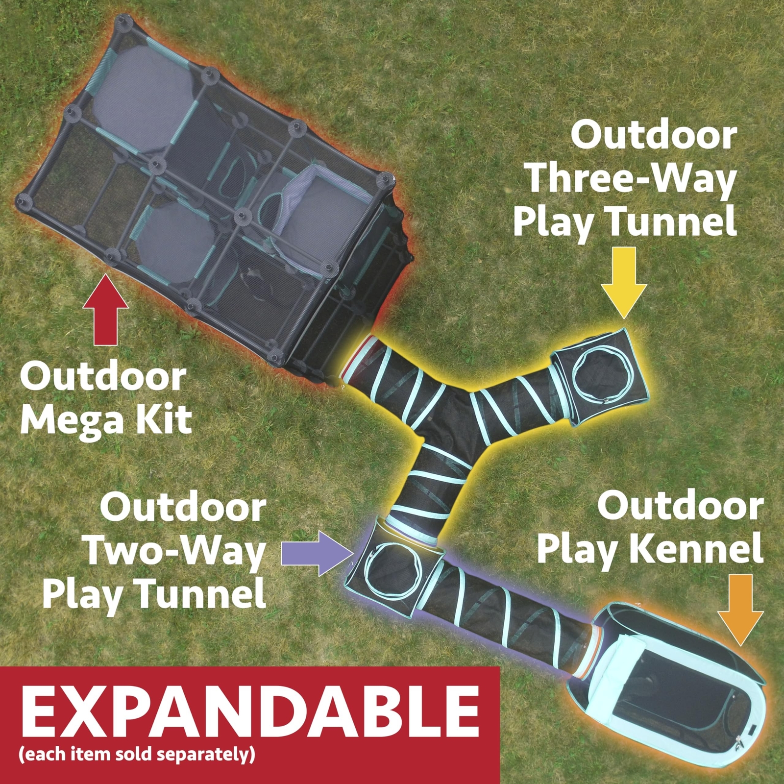 Kitty City Outdoor Catio Furniture and Play Kits for Cats, Outdoor Mega Kit