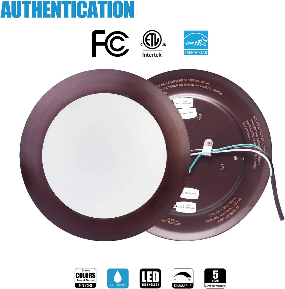10 Pack 6" Dimmable LED Disk Light Flush Mount Ceiling Fixture for Home Improved