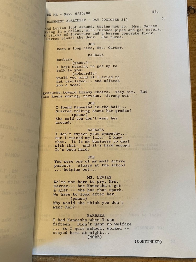 LEAN ON ME MOVIE ORIGINAL SCREENPLAY SCRIPT MORGAN FREEMAN