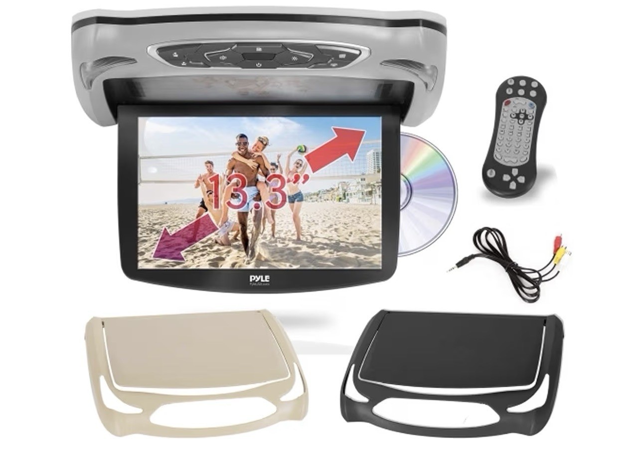 Pyle Car Roof Mount DVD Player Monitor 13.3" Vehicle Flip Down Overhead Screen