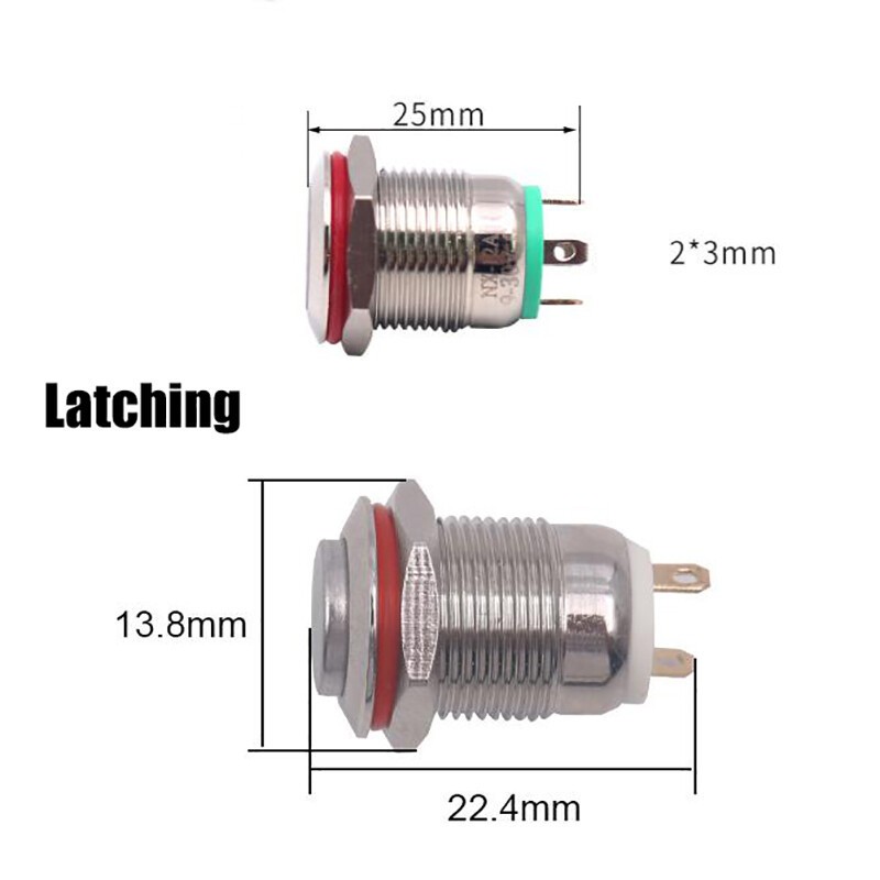 12mm Latching or Momentary Round Push ON/OFF POWER Button Switch Mulitcolour