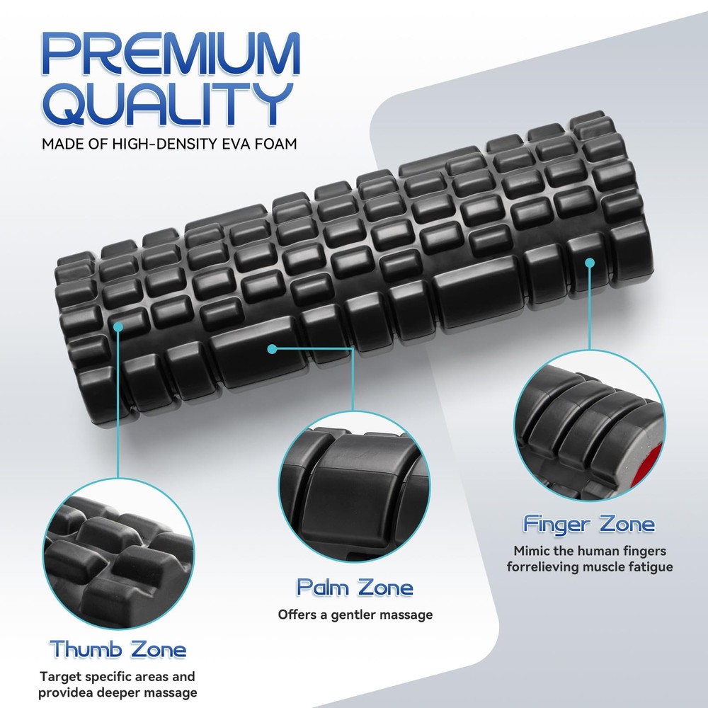 Foam Roller High Density Set for Deep Tissue Muscle Massage, 18" Trigger Point