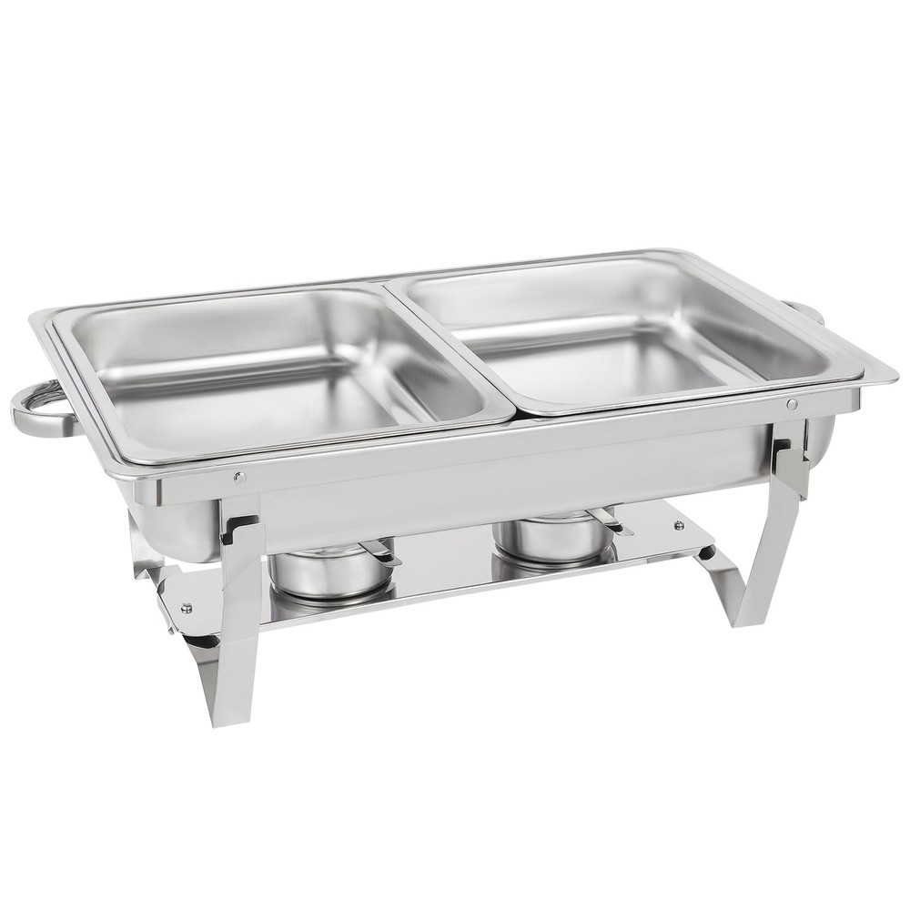 Foldable Frame Stainless Steel Buffet Set, 4.76 Quart(Each), Silver
