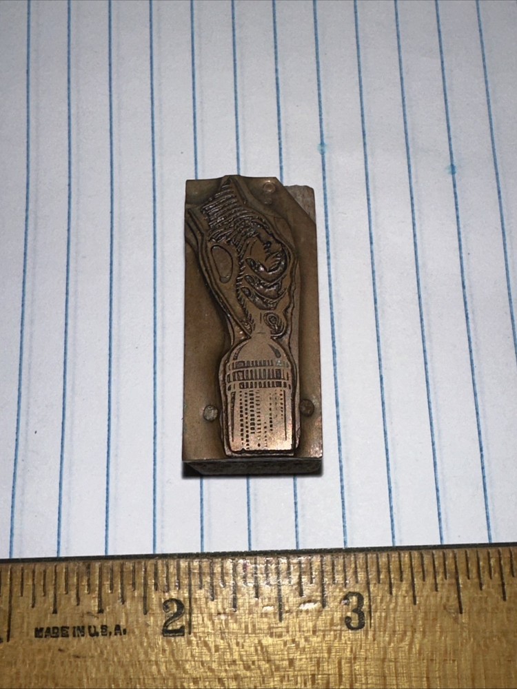Printing Block ( Hand Opening Bottle ) Nice Image. Copper Face