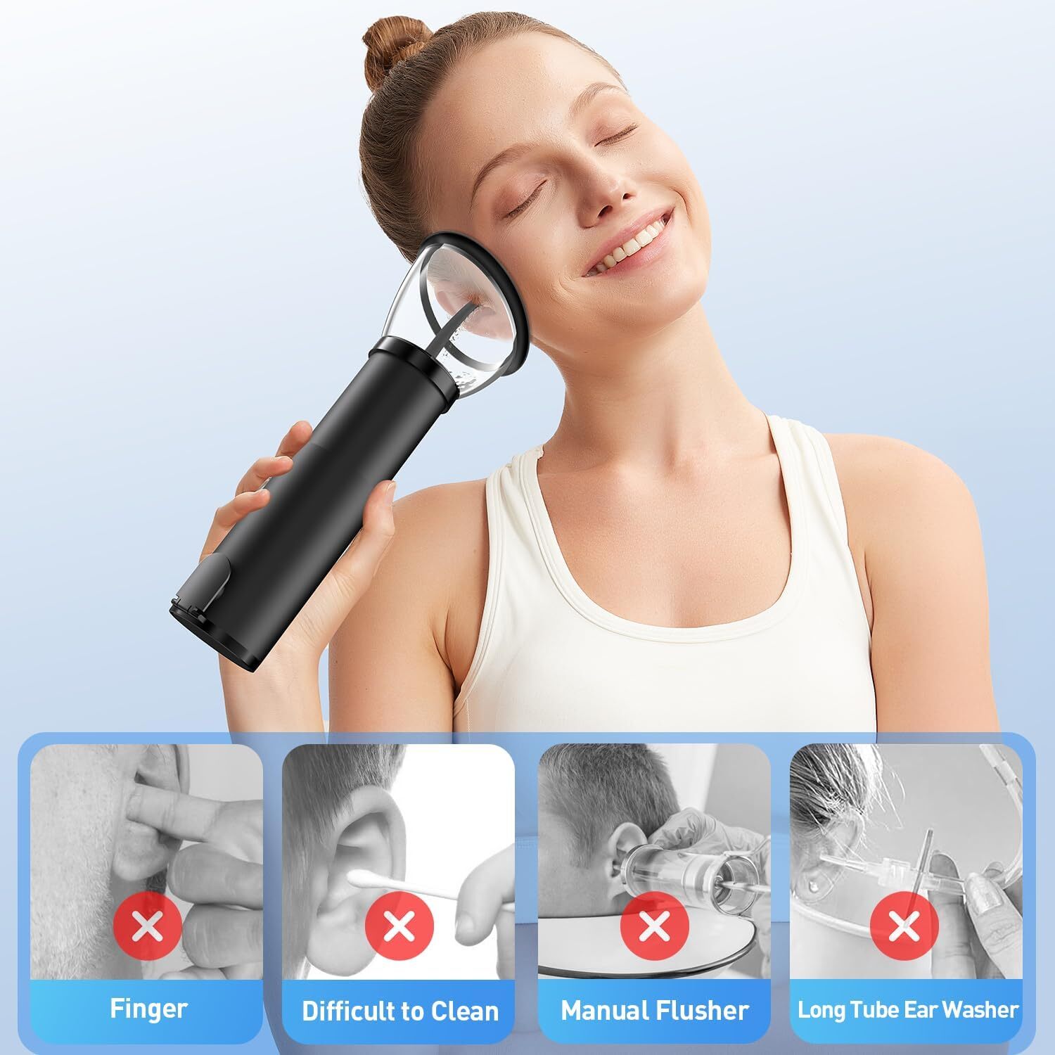 Electric Ear Wax Removal Retractable Water Ear Wax Cleaner Kit IPX6 ,4 Modes