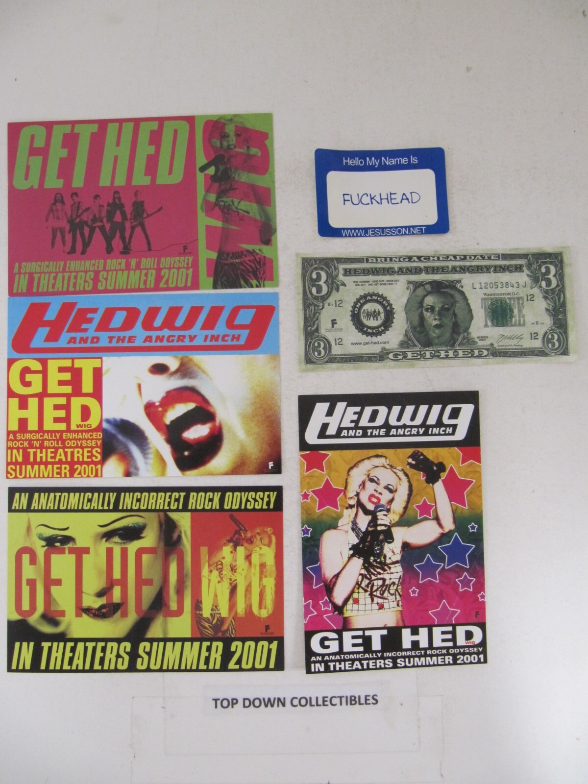 Hedwig And The Angry Inch, Four Promo Theater Cards,  Money,  Name Badge   Set