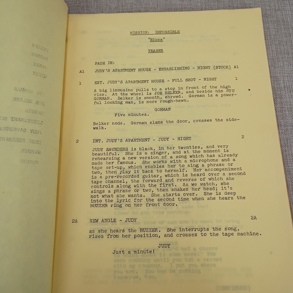 Mission: Impossible 1971 TV Show Original Script "Blues" Revised Final Draft