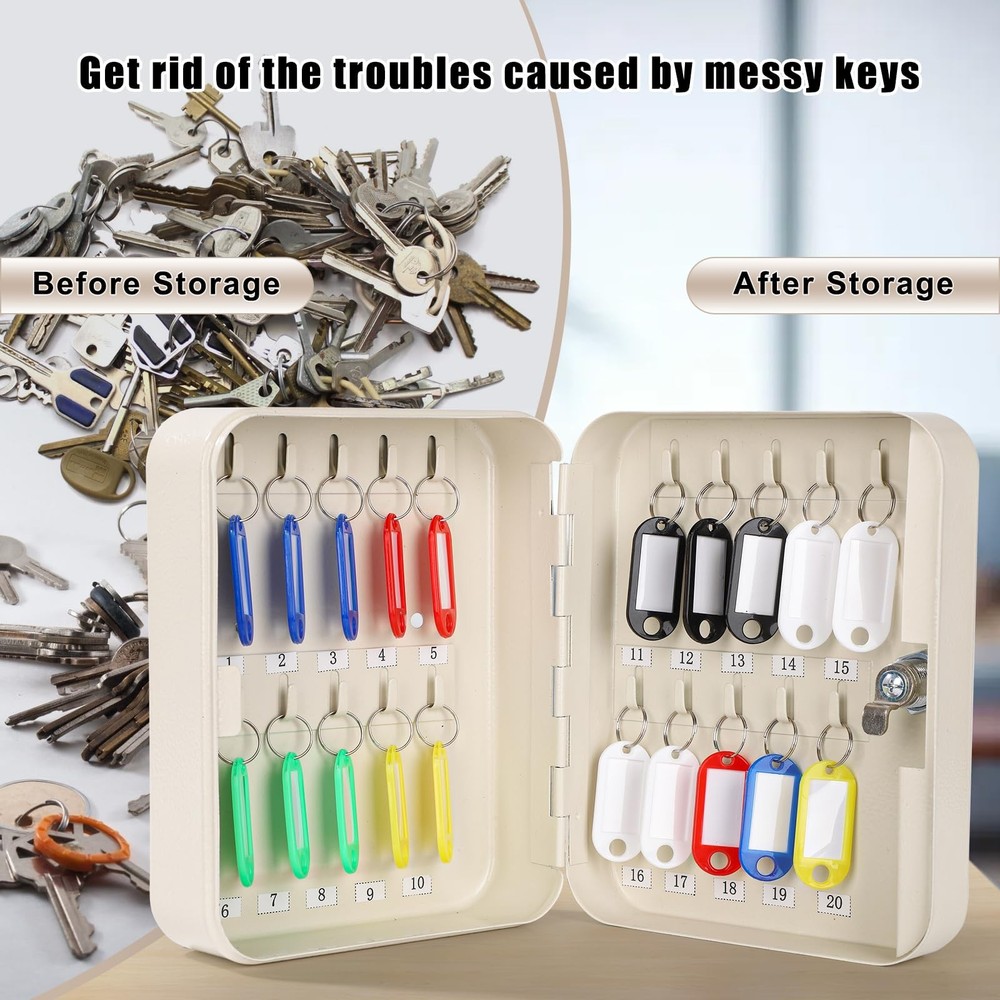 Key Cabinet Wall Mount Locking Organizer Storage Lock Box with Key Case