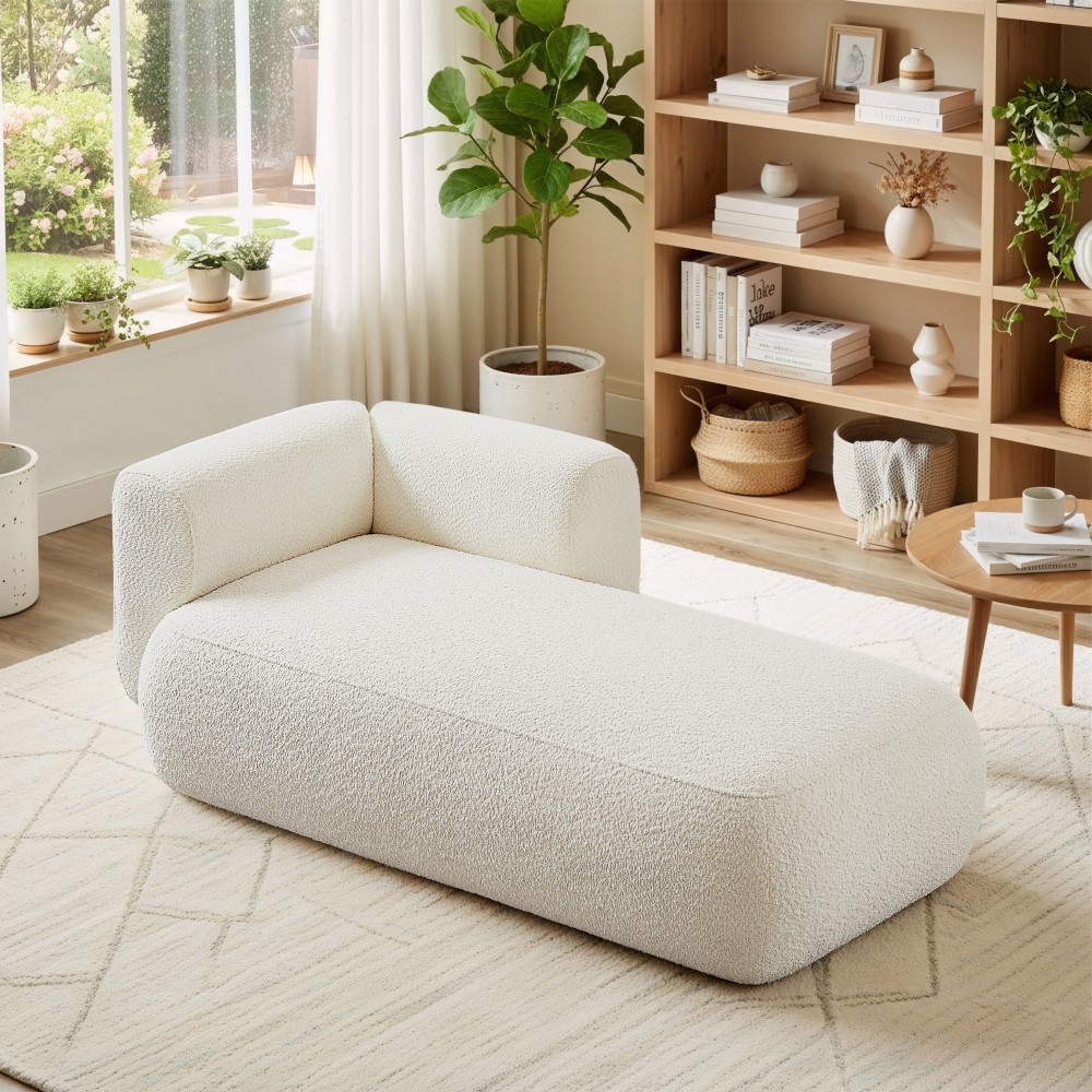 Modern Upholstered Chaise Lounge with Pocket Spring Support
