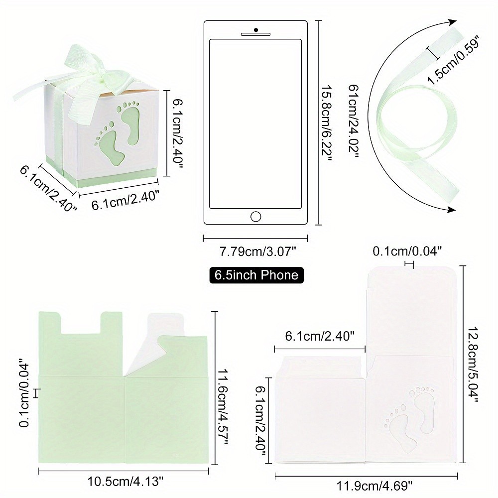 30sets Paper Gift box with Ribbon Folding boxes with Foot Print Pattern Wedding