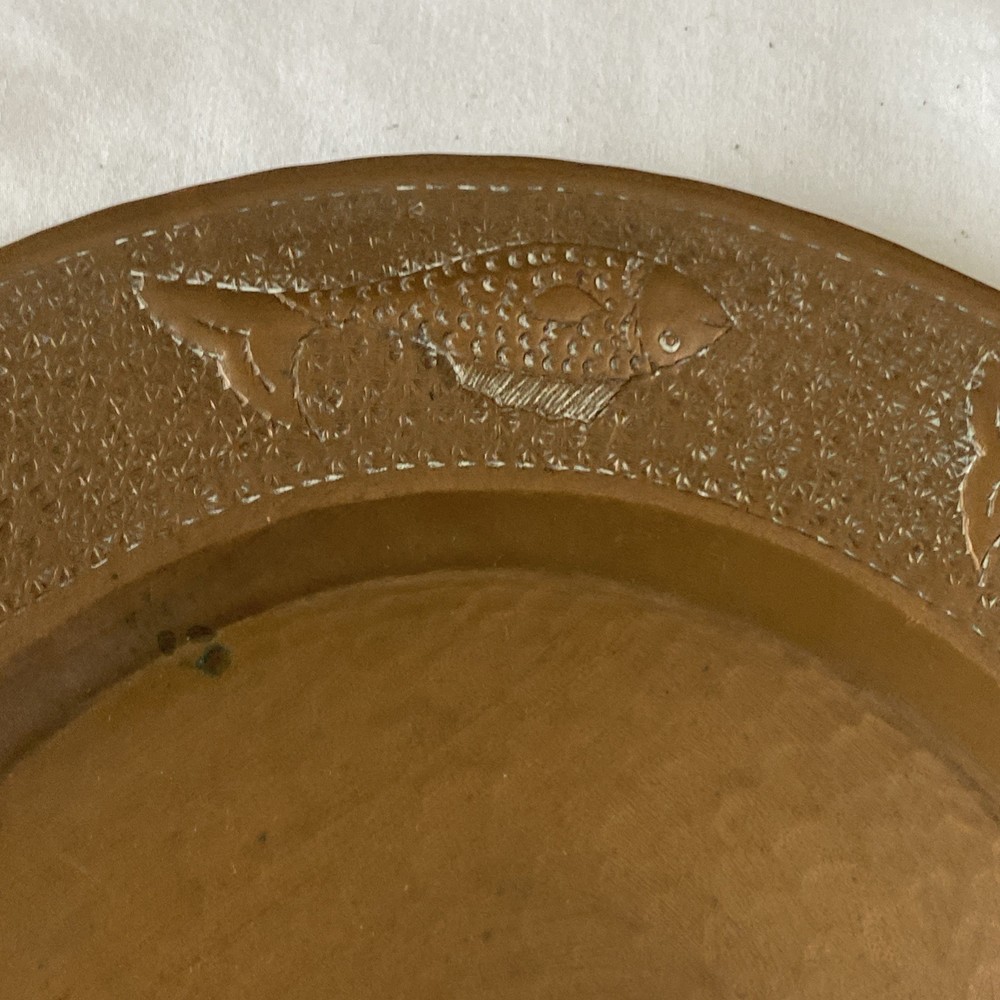 Vintage Solid Copper Plate Fish Motif 12” Wide