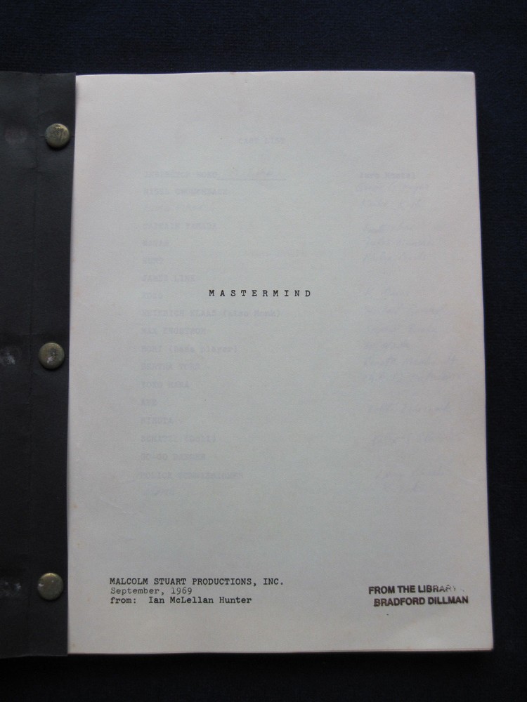 ORIGINAL WILLIAM PETER BLATTY Script MASTERMIND, Actor BRADFORD DILLMAN'S Copy