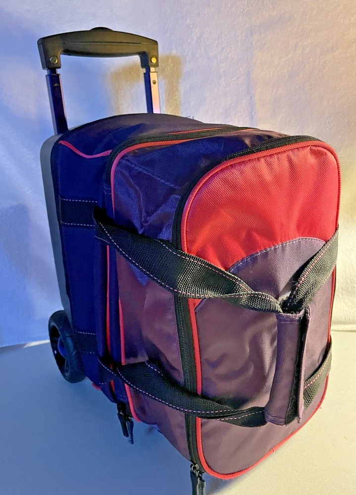 Brunswick Pink Black Rolling Bowling Ball Bag Single Telescoping Handle
