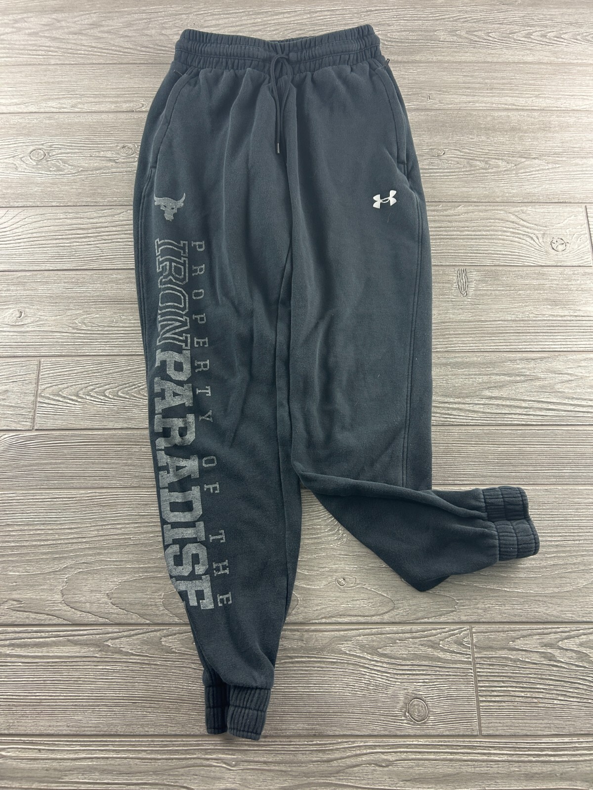 Under Armour "Property of Iron Paradise" Women's Small Black Joggers Graphic