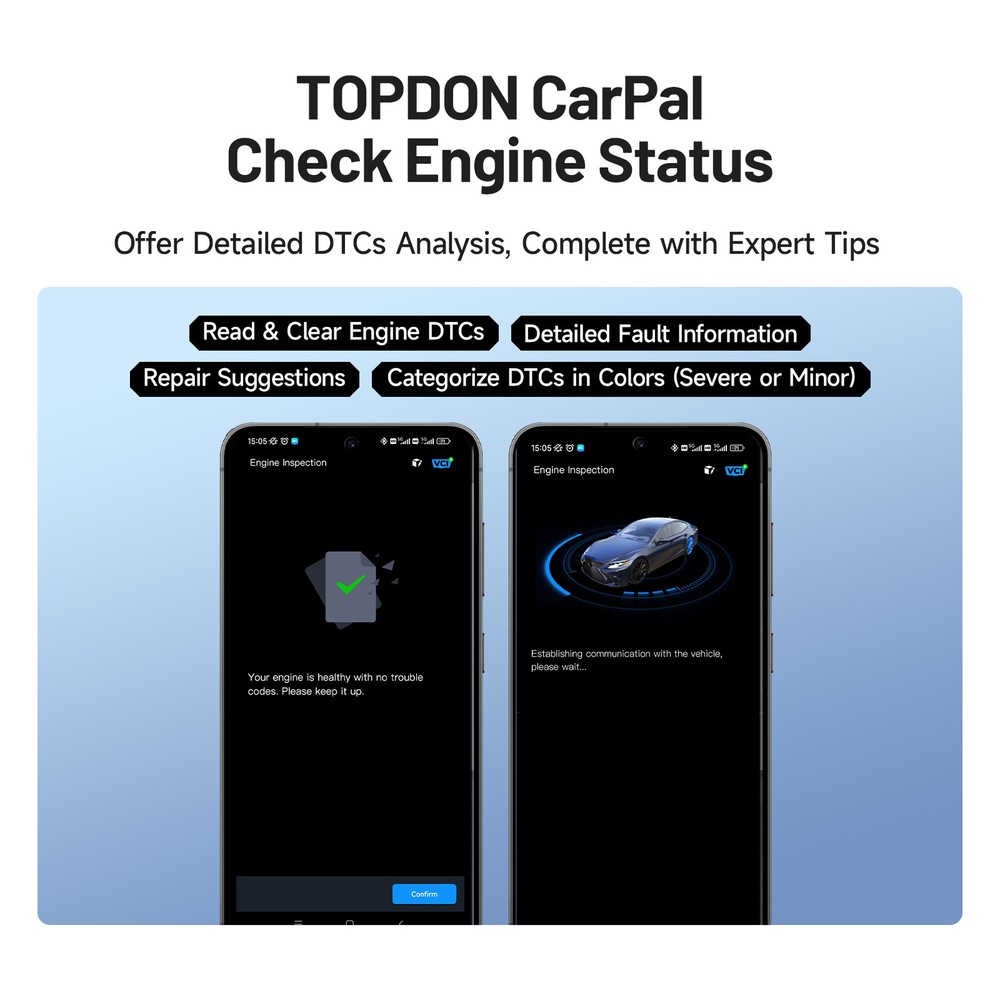 2025 TOPDON Carpal-E Bluetooth OBD2 Scanner 6 Services OBD2 All System Vehicles