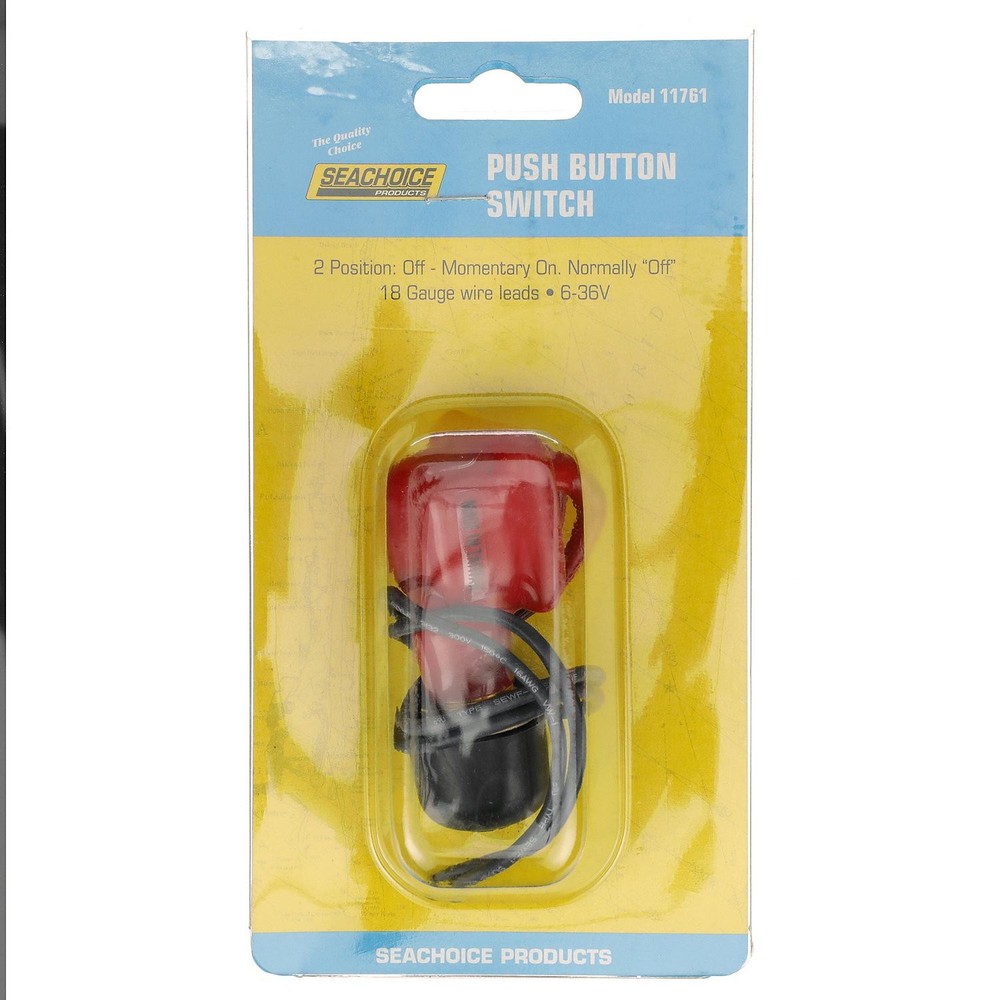 Seachoice 11761 2-Position Off/Momentarily On Push Button Switch, 6-36V