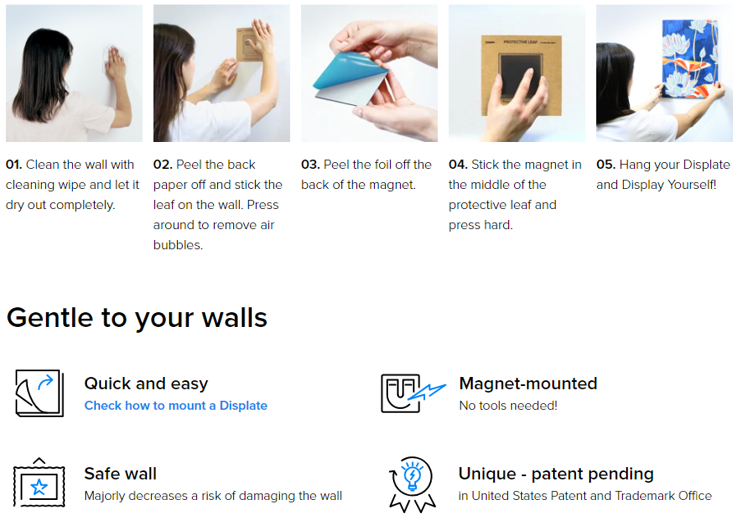 Displate Wall Mounting Kit - Complete w/ Magnet, Protective Leaf & Cleaning Pad