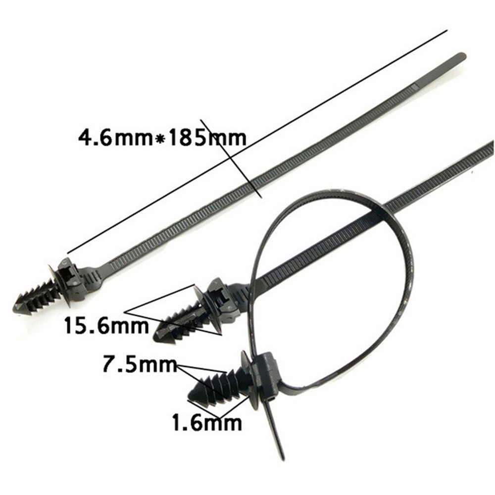 Car Mount Wire Tie Nylon Push Mount Cable Zip Tie Strap Fastener Bundle 50Pcs