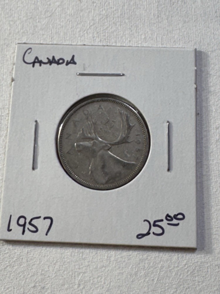 1957 Canada 25 Cents Silver Coin
