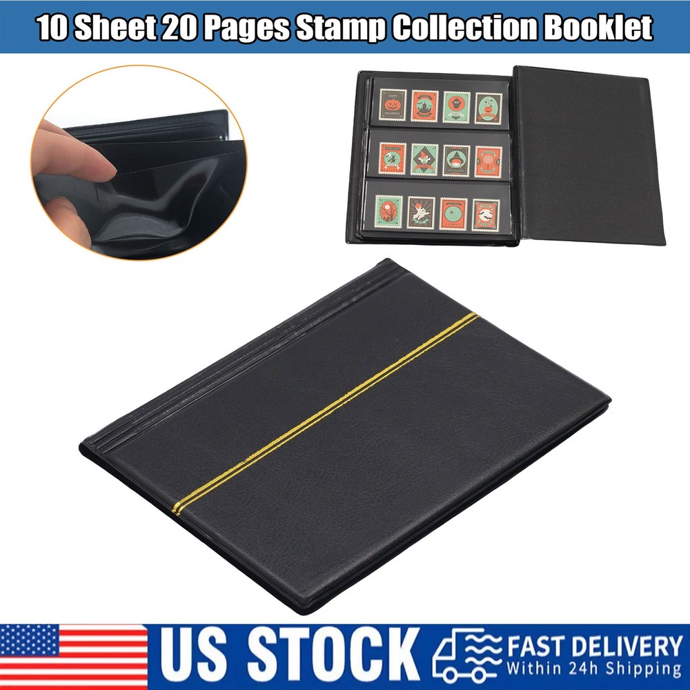 10-Page Stamp Storage Book, 20 Sheets for Safe and Neat Stamp Keeping