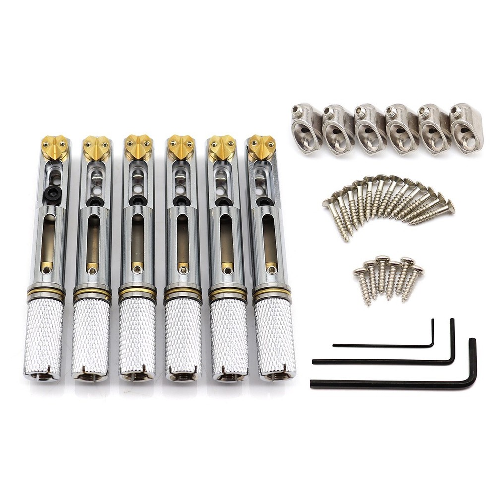 6 Strings Headless Guitar Bridge Saddle Single Bridge for Headless Guitar chrome