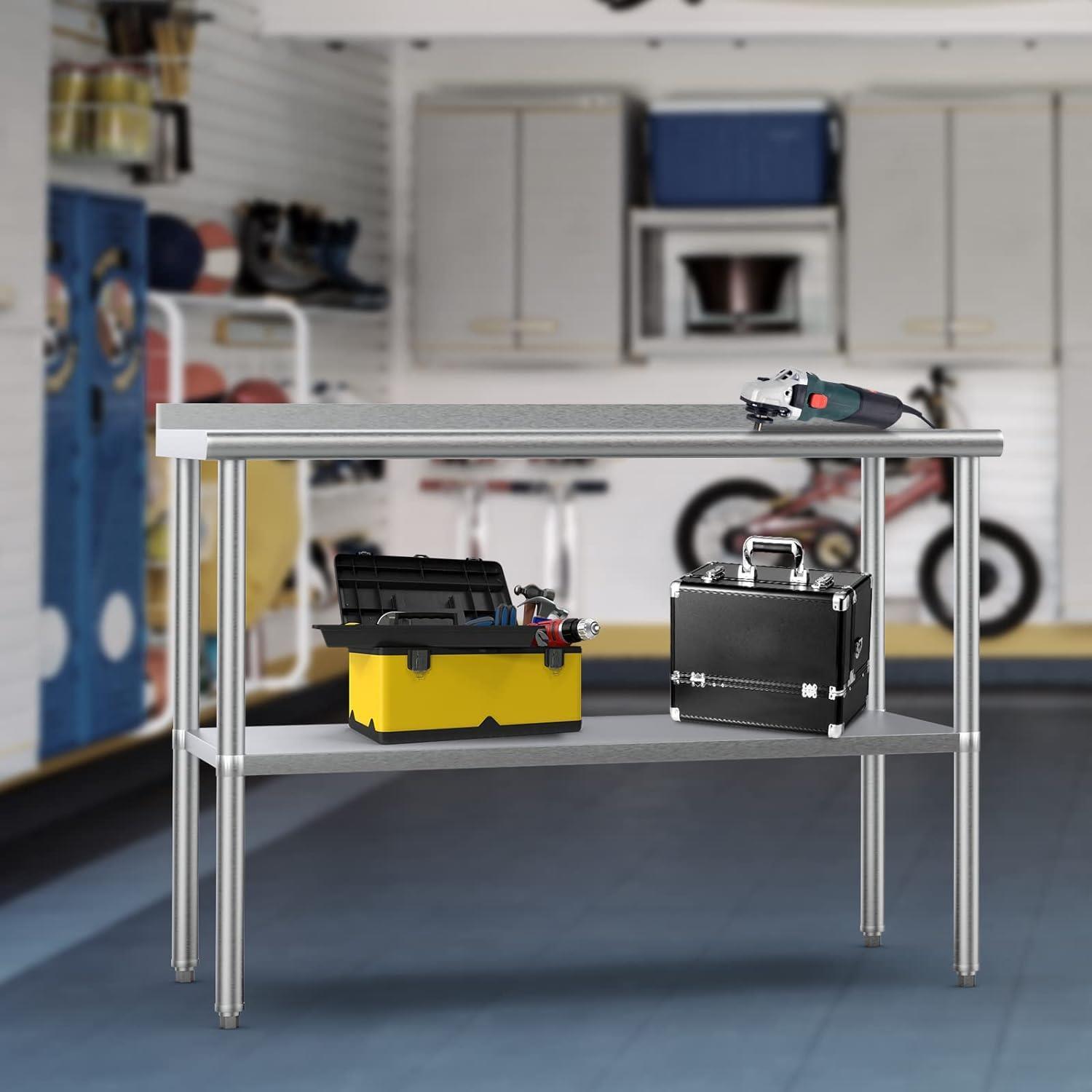 36'' x 24'' Stainless Steel Table for Prep & Work with Backsplash for Kitchen